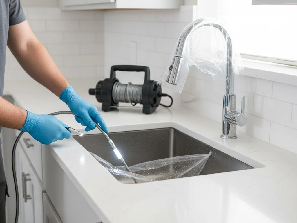 Drain snaking service in Brantford clearing kitchen drain clog